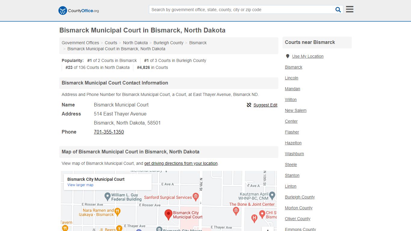 Bismarck Municipal Court - Bismarck, ND (Address and Phone)