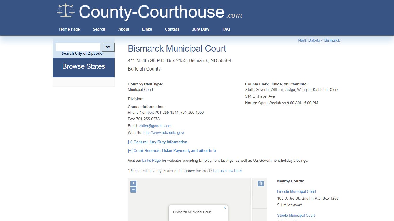 Bismarck Municipal Court in Bismarck, ND - Court Information